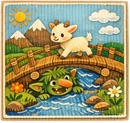 Little Billy Goat crossing the bridge
