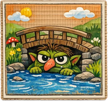 The troll peeking out from under the bridge